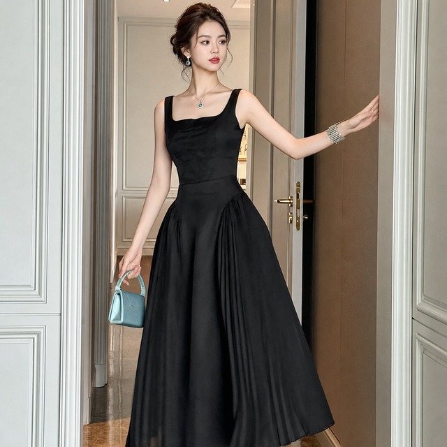 Square Neck Sleeveless Long Dress V3468
