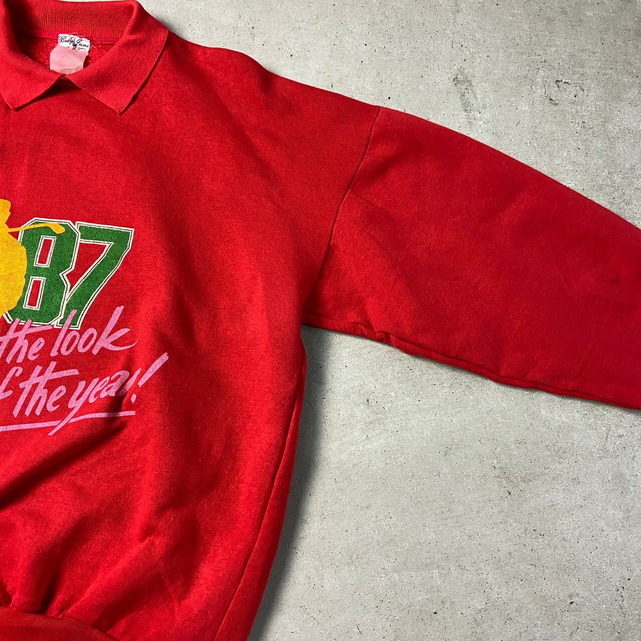 NEW VINTAGE GOLF　ロゴスウェット　XL 赤 フランス製 スウェットシャツ ゴルフ ユーロ 襟付き メンズL相当 古着