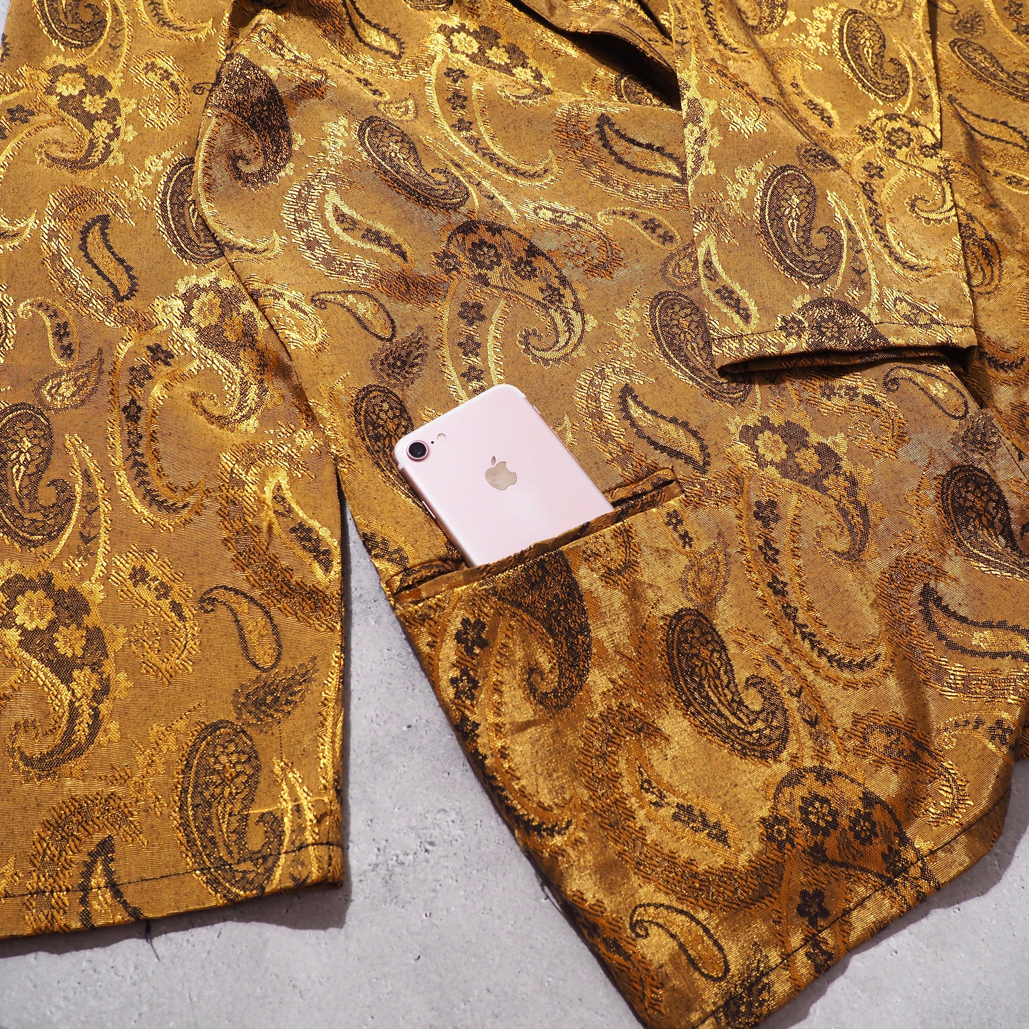 1990s Gold Luxury Paisley Embossed Vintage Loose Easy Jacket