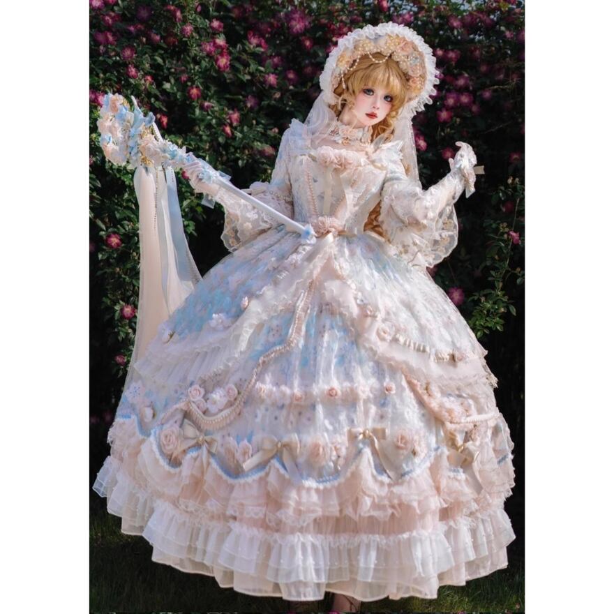 甘ロリ プリンセスドレス ジャンパースカート ピンクパープル 花嫁茶会