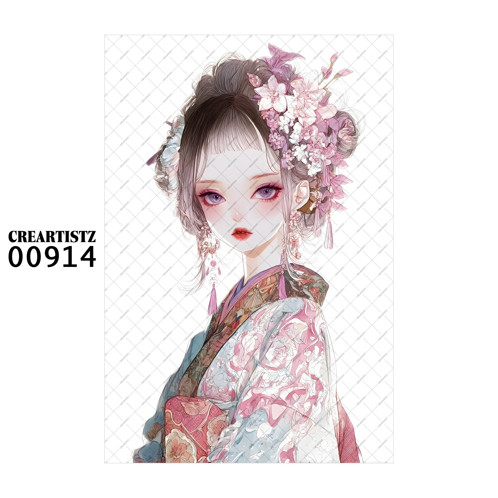 00914 ガール キュート オリジナル ペーパー/ステッカー 4枚セット CREARTISTZ