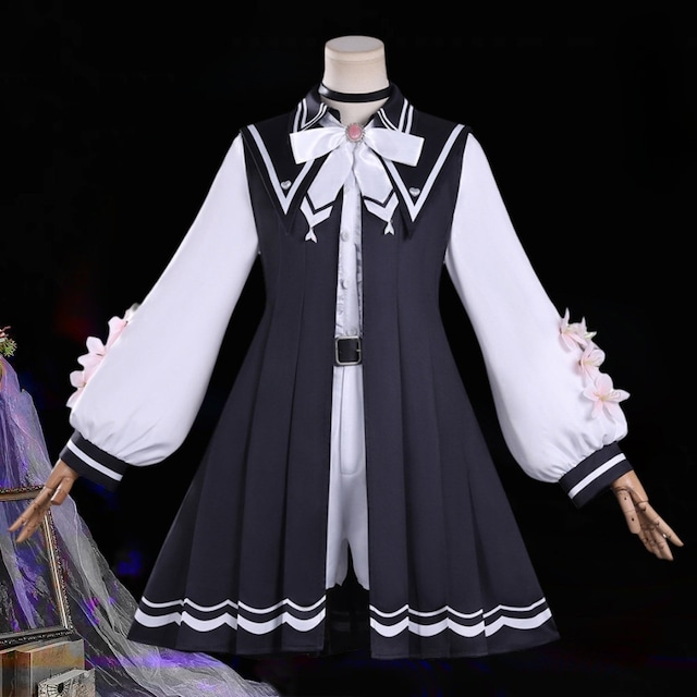 【豪華10点】魔法少女 完全コーデ|黒白モノトーン×花装飾|コンカフェ即戦力・撮影会・コスプレ対応