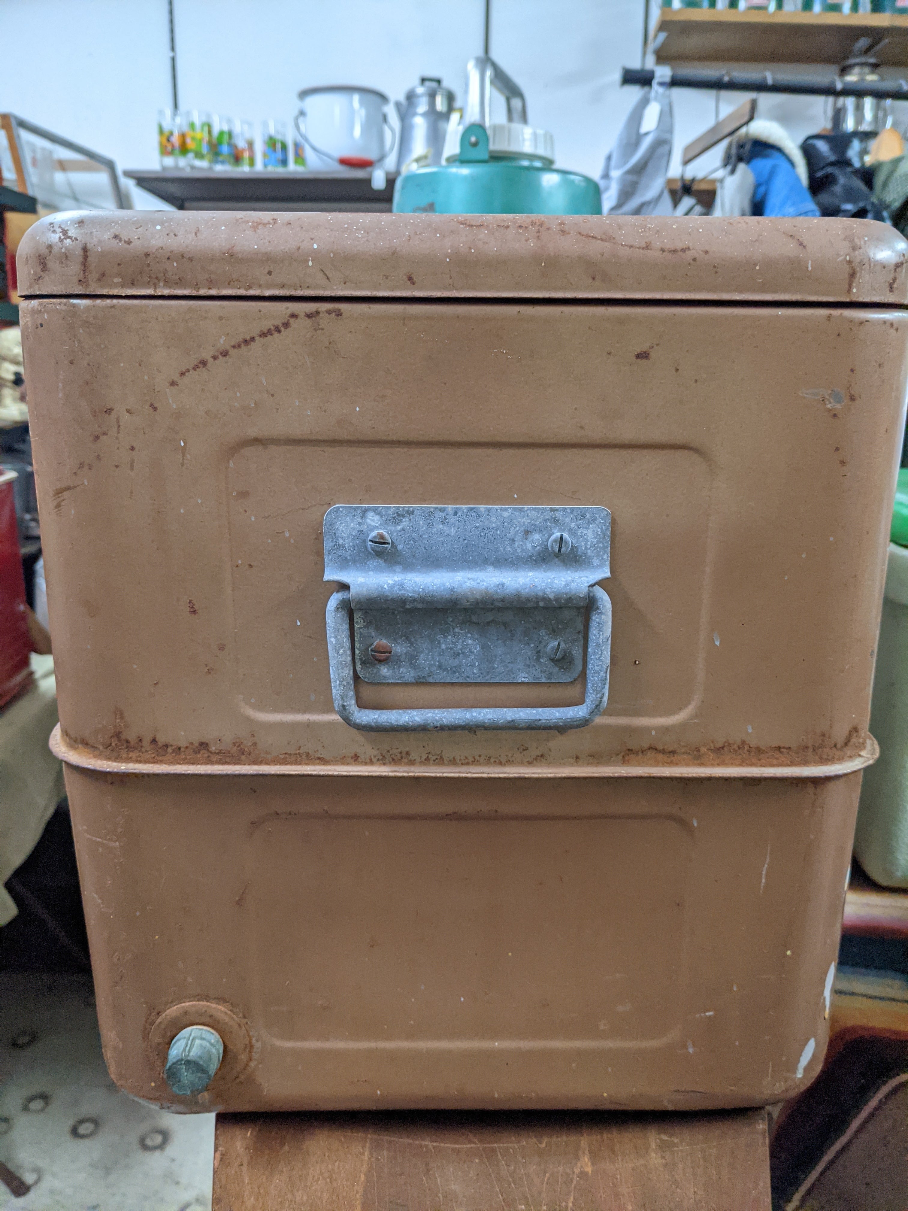 Vintage Little Brown Chest Metal Cooler Box USA ビンテージ リトル 