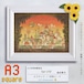 【国内製造】A3サイズ四角ビーズ（+AB3～4色入）fan-010-オレンジの宮殿　ダイヤモンドアート