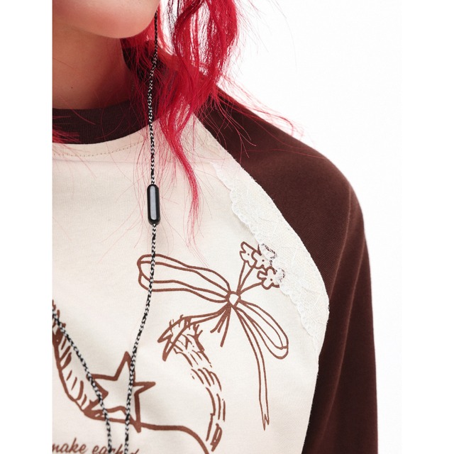 horse raglan lace long tee　ホースグラグランレースロングティー　J1711