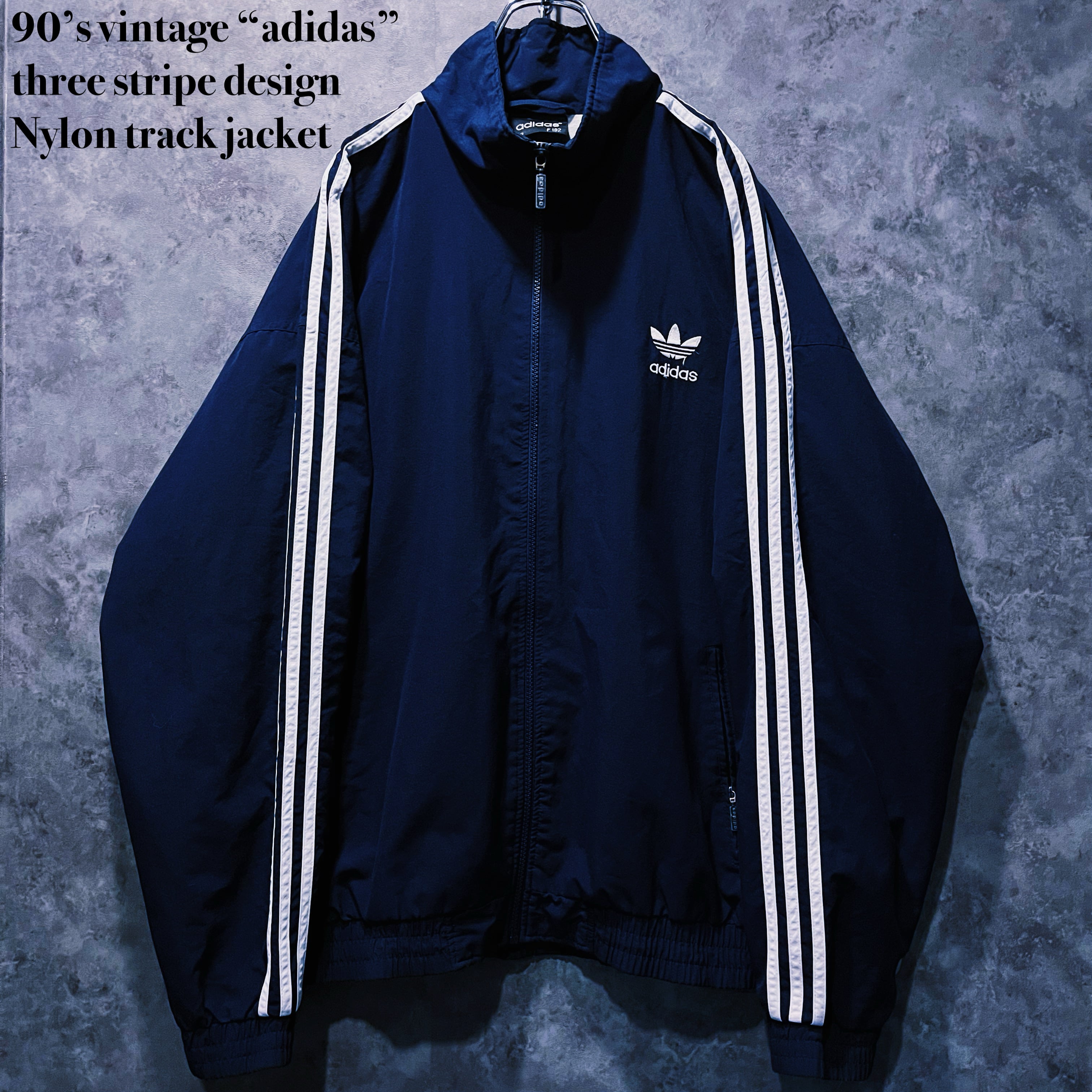 【doppio】90’s vintage “adidas” three stripe design Nylon track jacket