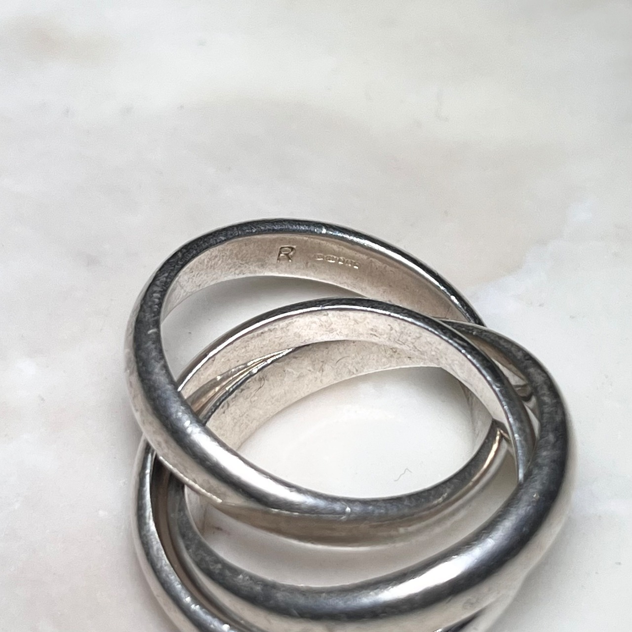 vintage UK heavy gauge trinity silver ring