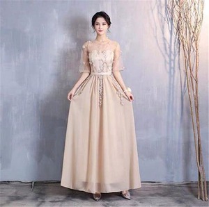 ★送料無料★S(7号)☆立体刺繍チュールのロングドレス(OPN2233）