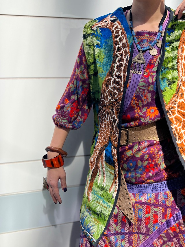 Vintage Giraffe Tapestry Vest ( ヴィンテージ キリン タペストリー ベスト )
