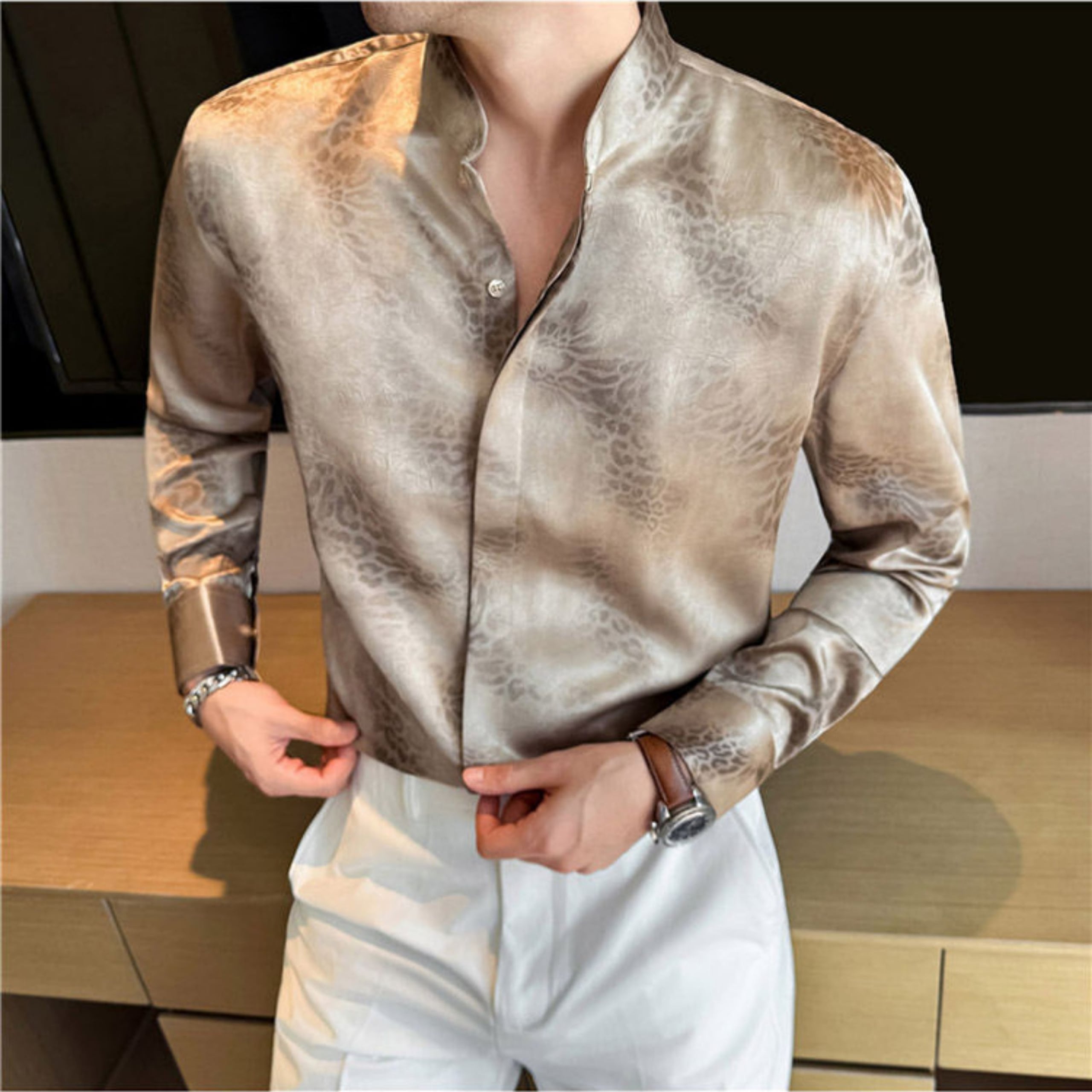 シャドウパターンスタンドシャツ(2color) M0859