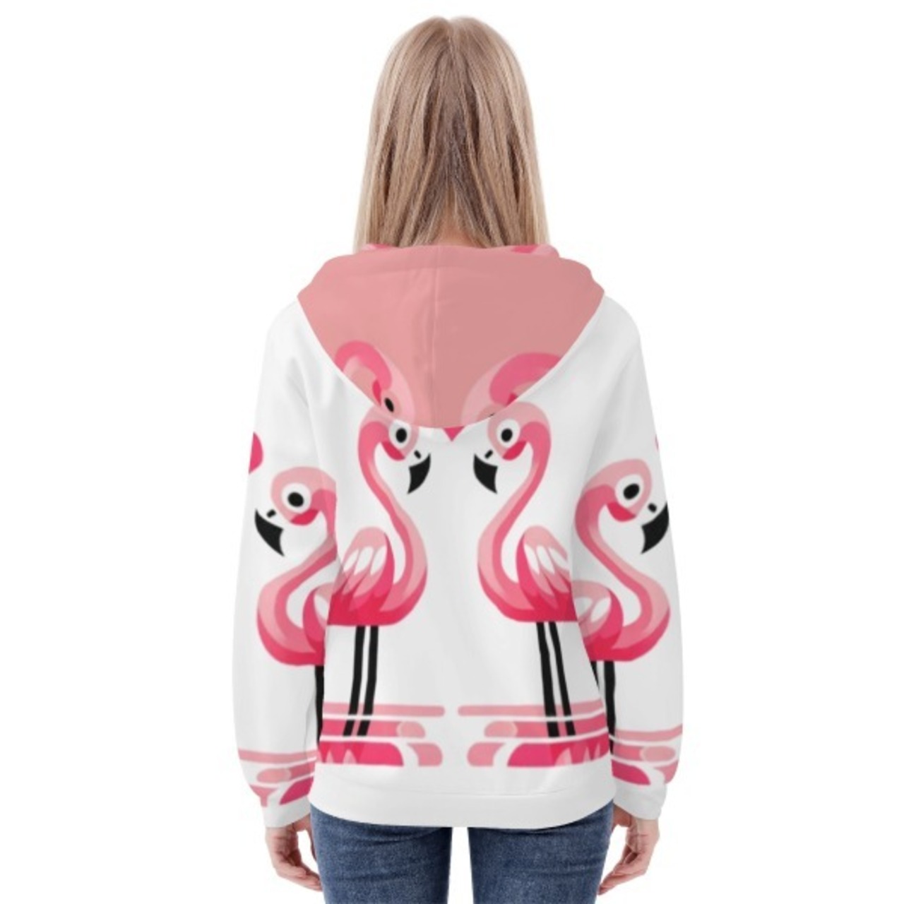 Women's All Over Print Zip Up Hoodie Heart 4362