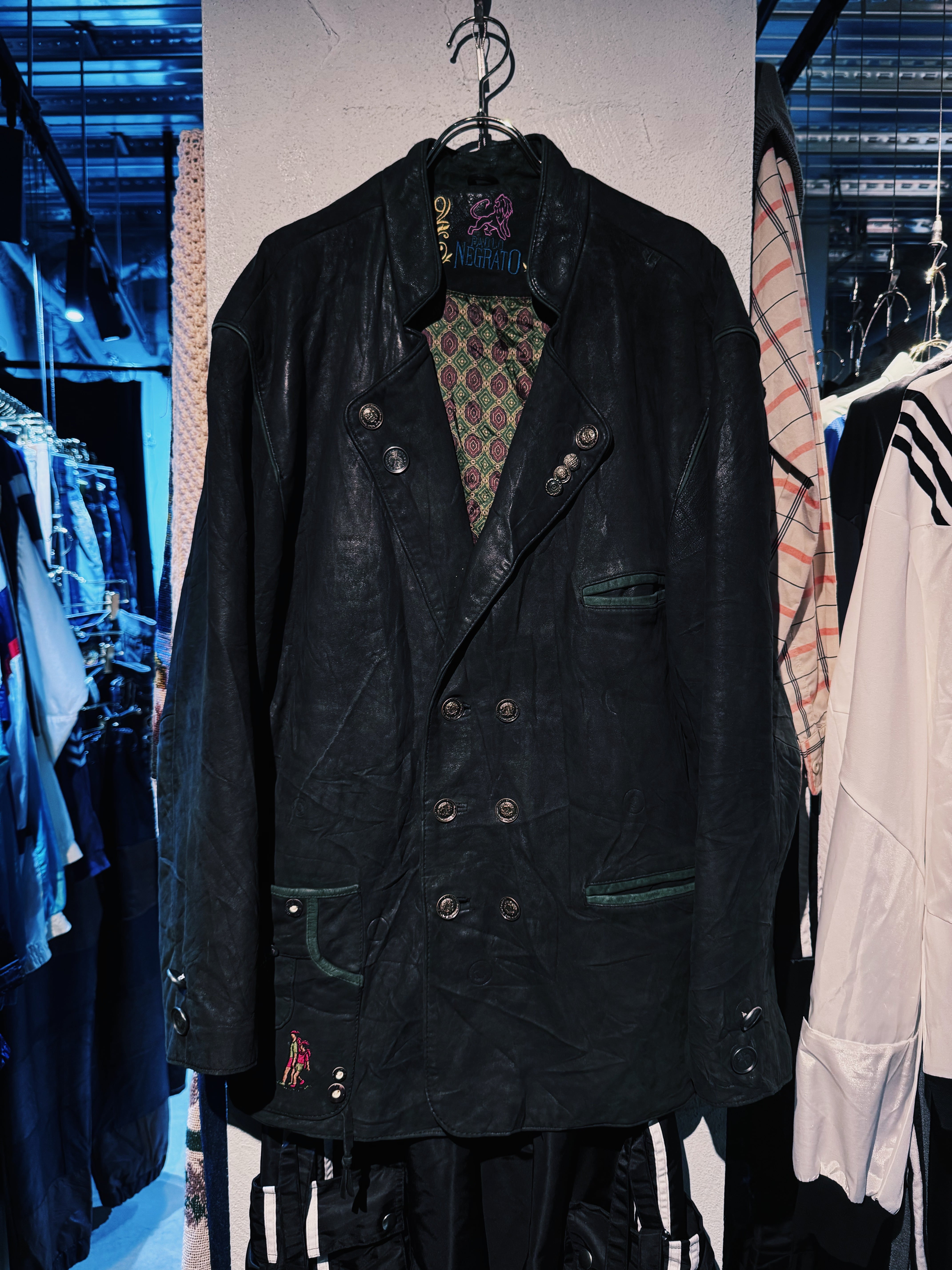 【D4C】80’s EURO VINTAGE "Tyrolean”double breasted leather jacket