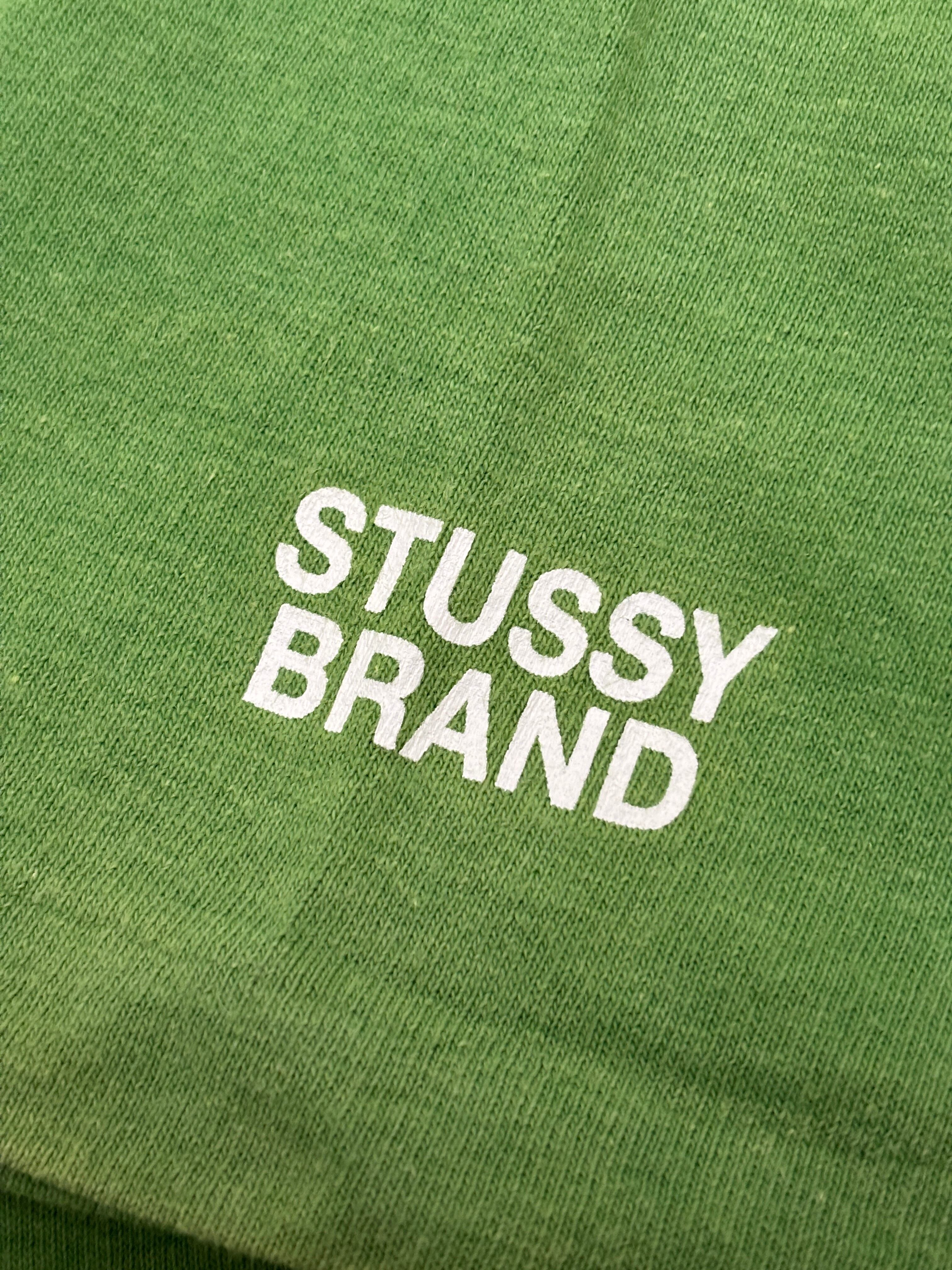 00s OLD STUSSY/Cow print Tee/L/牛プリントTシャツ/グリ－ン/ロゴ