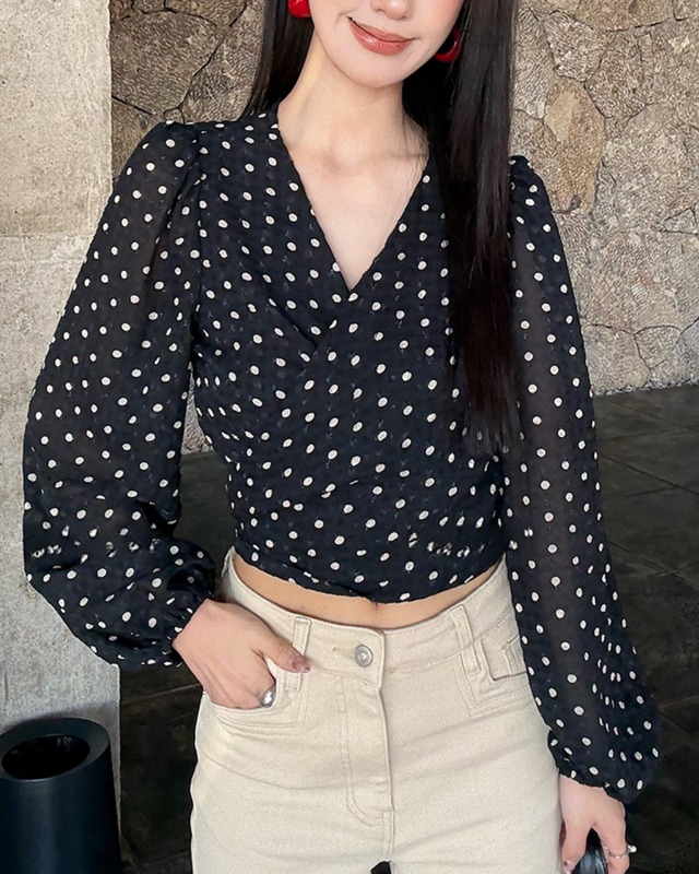 Voile Polka-Dot Blouse