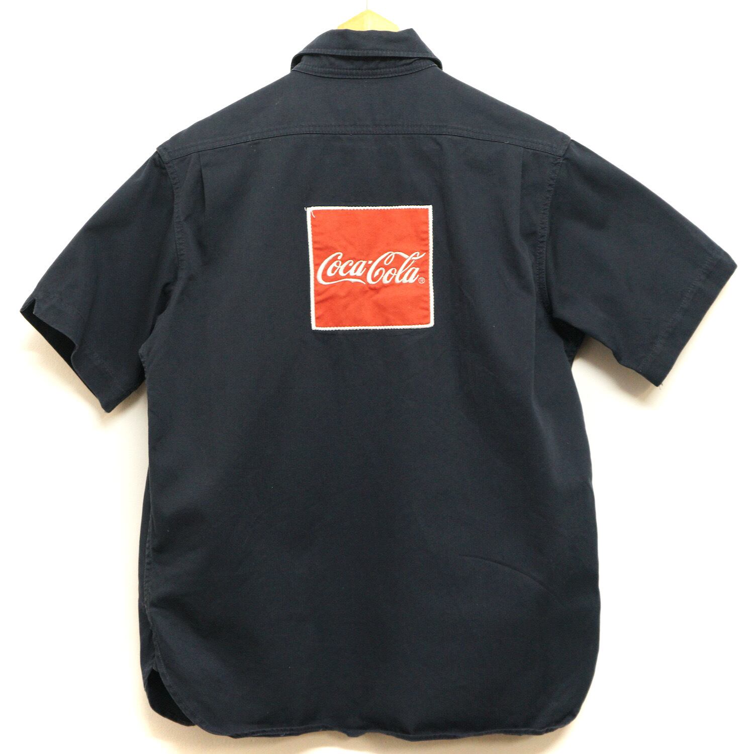 1621R2 コカコーラ 半袖 ワークシャツ ネイビー 紺 メンズ古着 サイズM