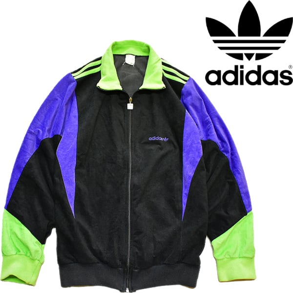 00ｓ ａｄｉｄａｓ アディダス トラックジャケット ジャージ  ベロア 黒 金