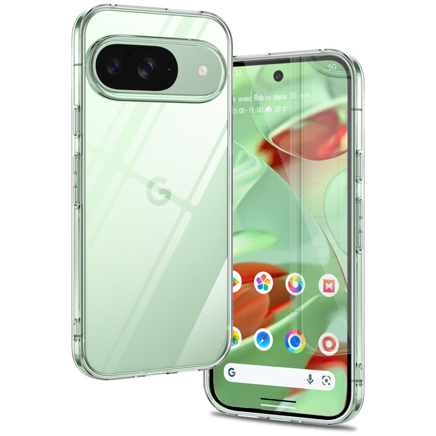 shichalisi 用の google Pixel 9 / Pixel 9 Pro ケース クリア グーグル ピクセル9 カバー スマホケース 耐衝撃 可愛い 人気 おしゃれ 透明 かわいい スマホカバー 薄型 背面ケース tpu 軽量 ストラップホール付き (クリア)