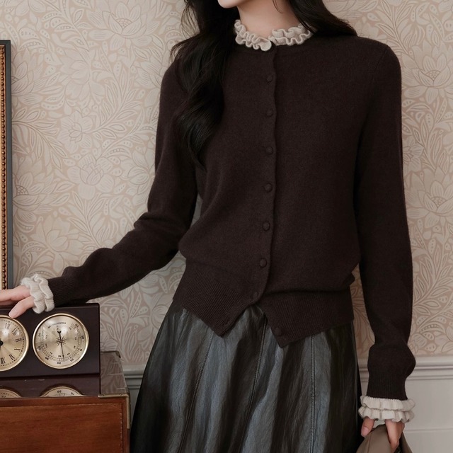 フリルニットカーディガン　YH9623