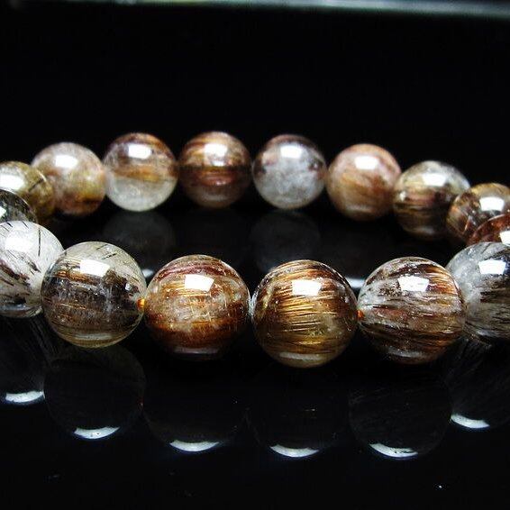 キャッツアイルチルクォーツ ブレスレット 14mm ルチルクォーツ ブレス 一点物 メール便可 [M便 1/10] 111-45780