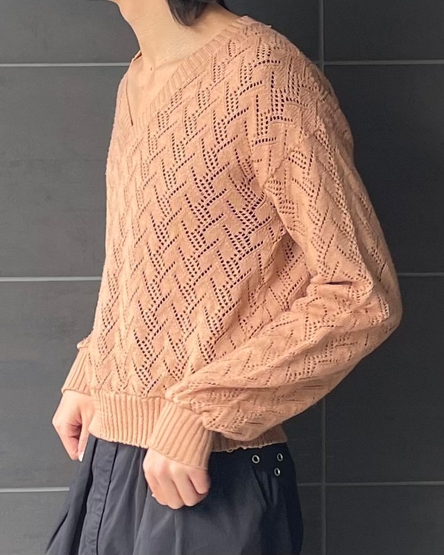 sheer v neck knit
