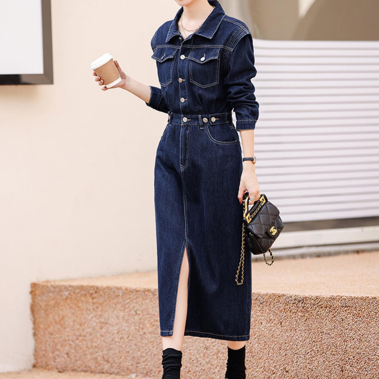 デニムシャツワンピース W15