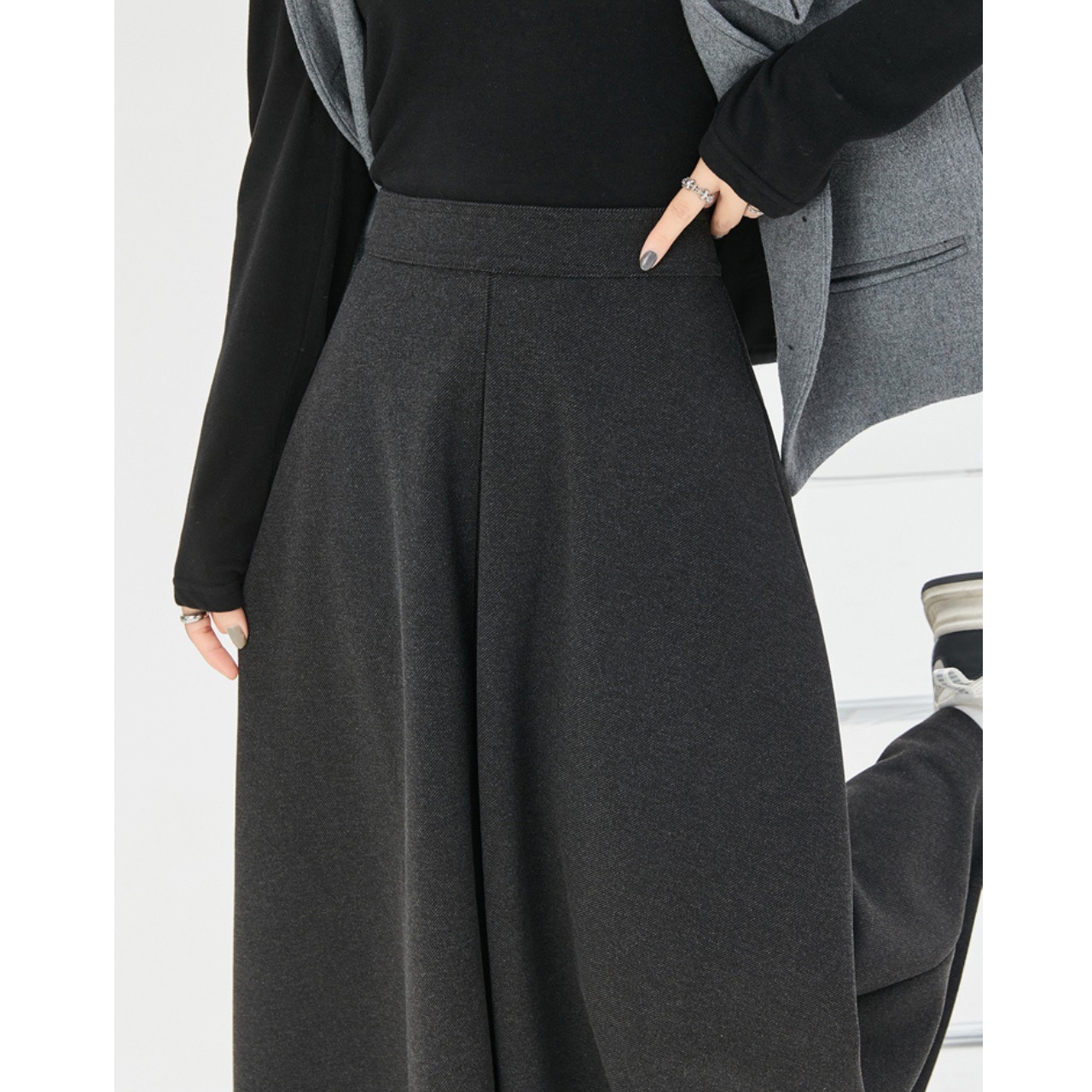 ウールライク フレア ロング スカート 10293