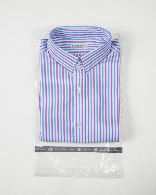 -Dead Stock-[90's] "Charvet" Bespoke Multi Stripe Tab Collar Shirt (Made in France)
