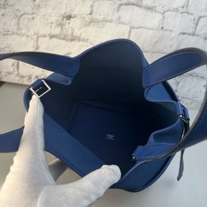 HERMES エルメス ピコタン  刻印U キャンバス ハンドバッグ ブルー A-10011