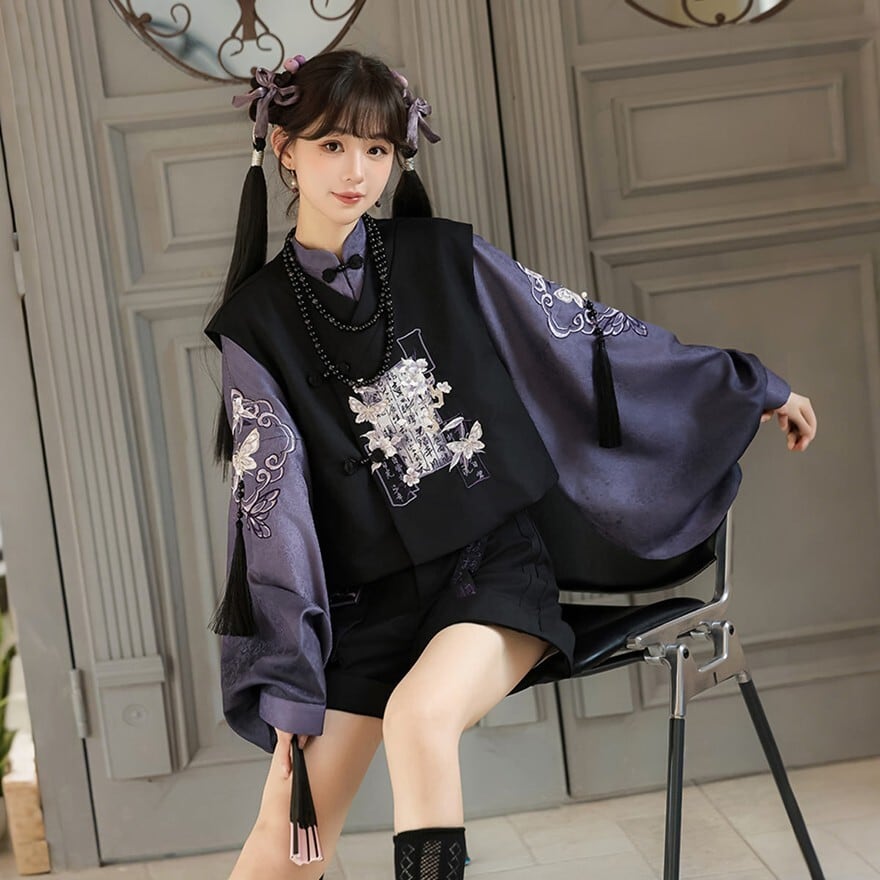 華ロリ|民族風 刺繍入り羽織とショートパンツ4点セット 撮影会向け