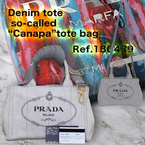 プラダ:デニム製カナパトートSSミニTPM/ビアンコ/1BG439型/PRADA DENIM TOTE DENIM BIANCO/2Wayバッグ