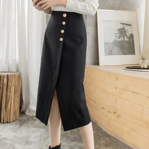 スカート ミモレ丈 レディース 送料無料 ハイウエスト スリット カジュアル 秋冬 132976
