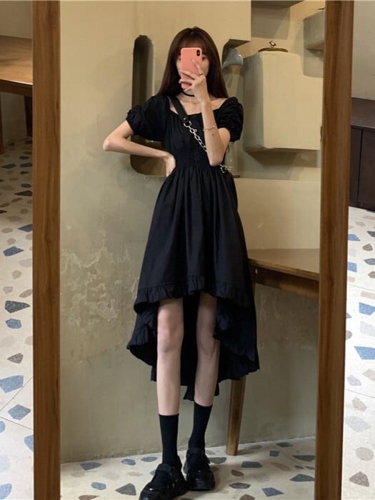 アシメギャザーワンピース V4658