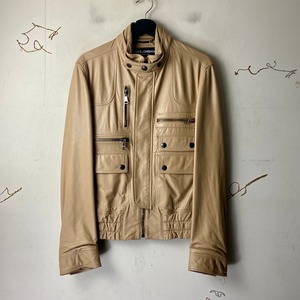 DOLCE&GABBANA skin color leather riders jacket