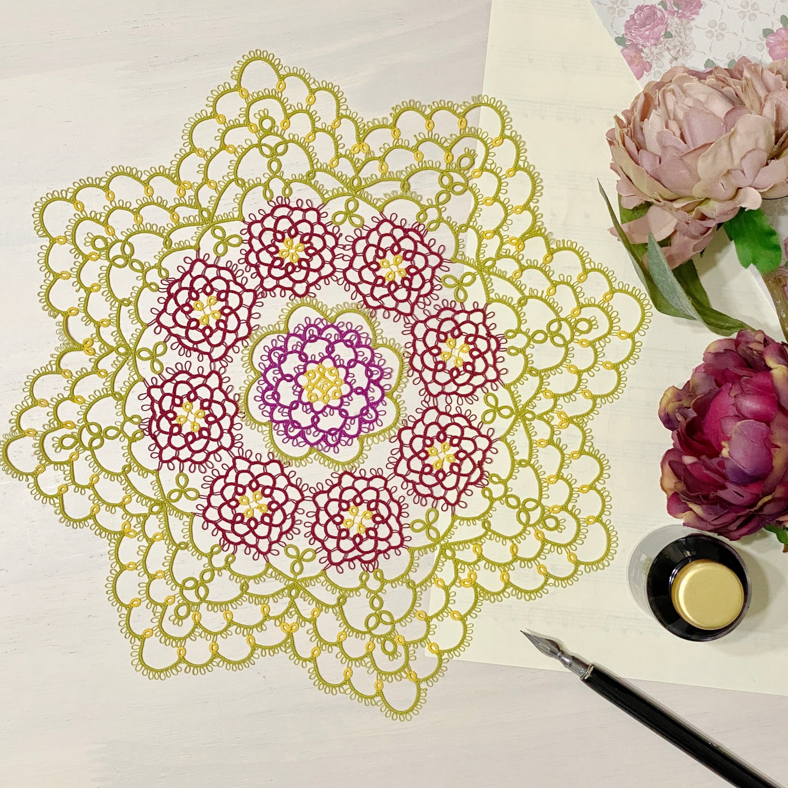 ピオニーのドイリー 編み図 Download | AYA Lace