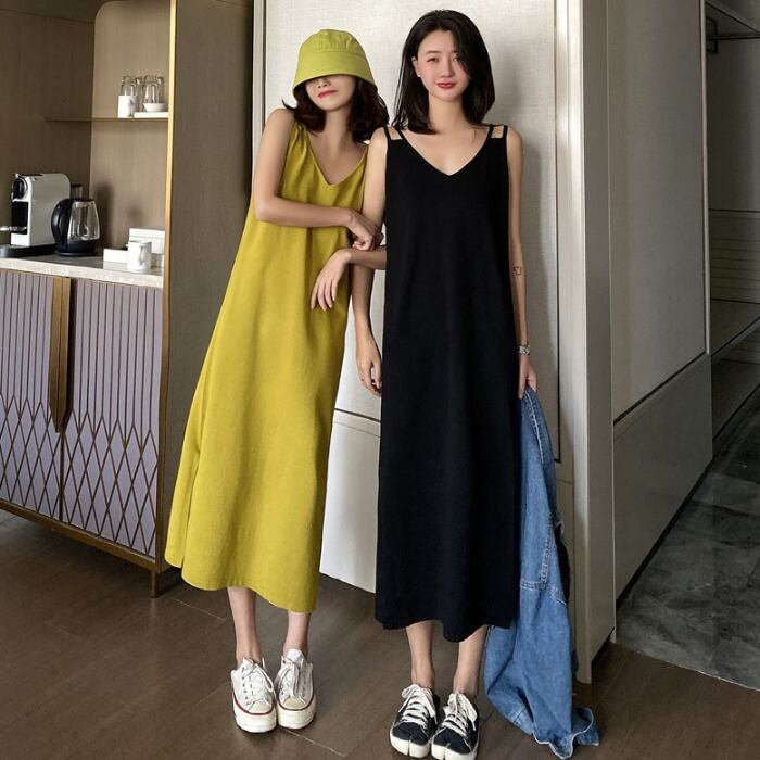 ノースリーブVネックドレス サマー薄手スタイルブラック 大人ガーリー スウィート キュート カジュアル 夏物 1号婦人80352436479