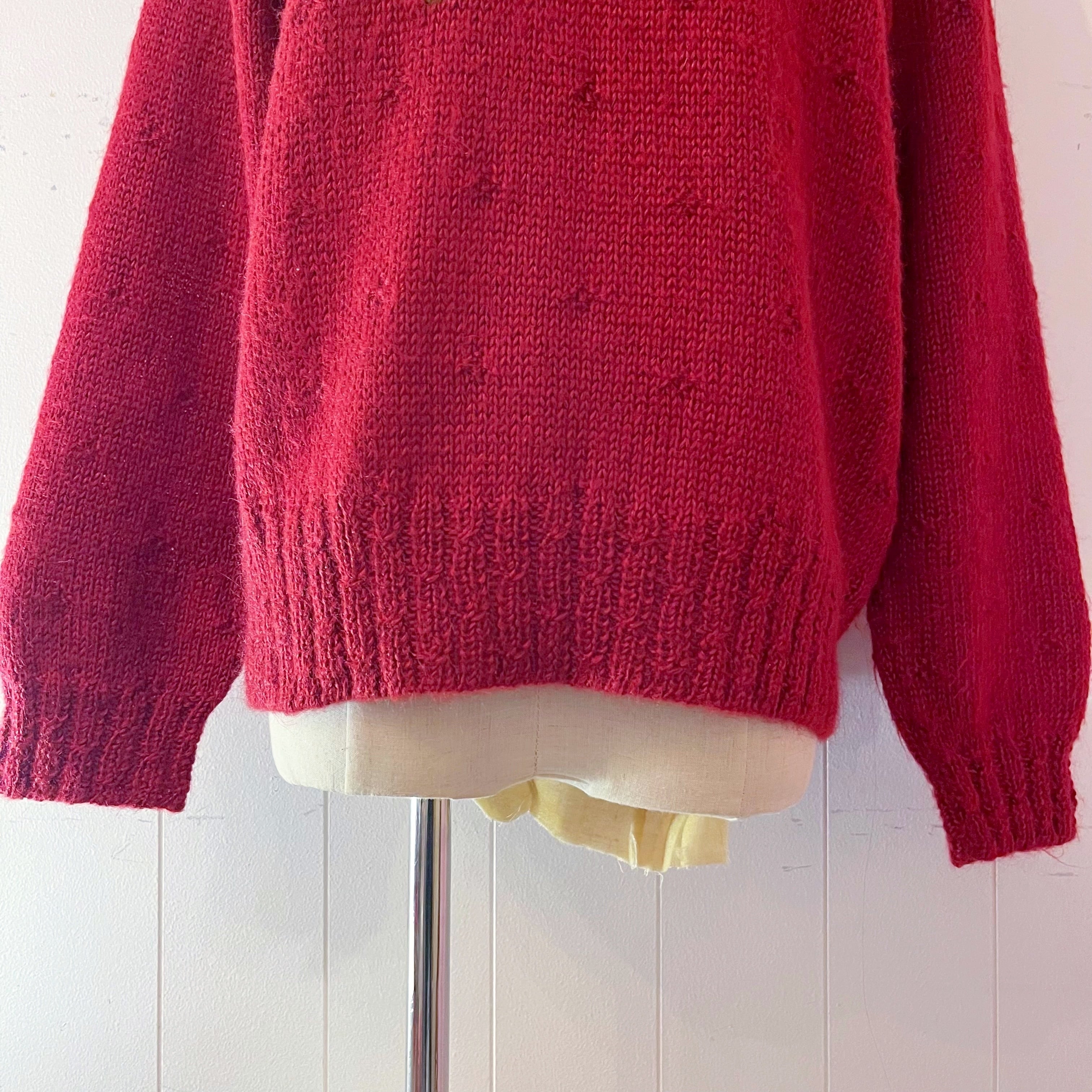 colorful flower bordeaux knit sweater