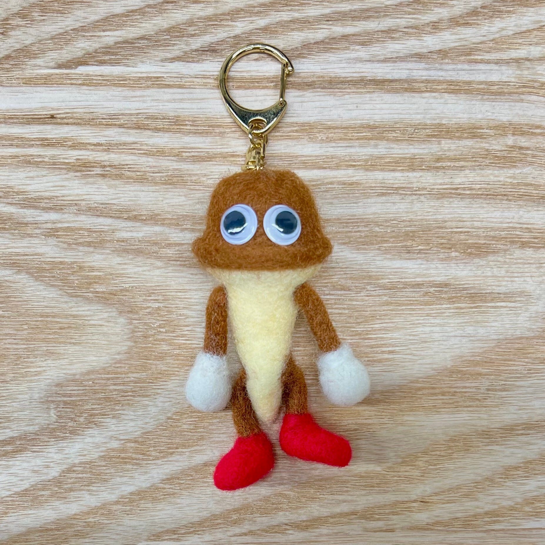 羊毛フェルト アイスクリームマン キーホルダー 2種 水色 茶色