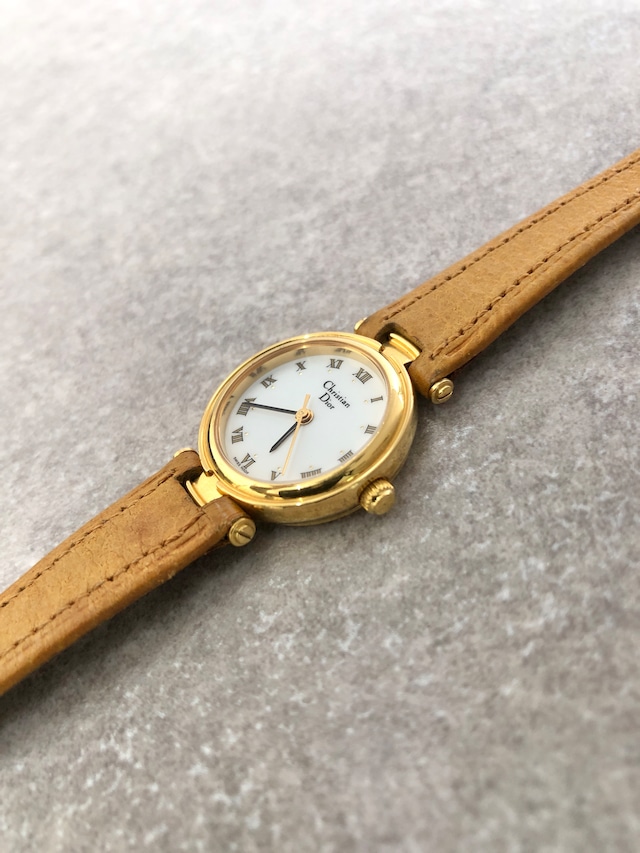Christian Dior クリスチャン ディオール 腕時計 ブラウン レザー ステンレススチール クウォーツ 3005 vintage ヴィンテージ オールド j3tikl