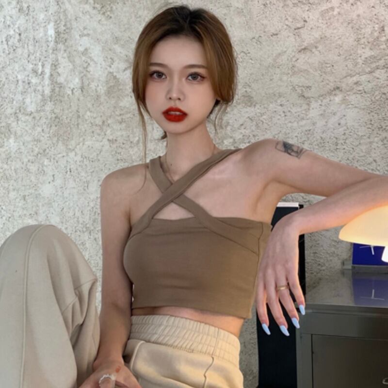 レディースショートホルターバックトップス サマー 夏物 YY-ファッション38349476730