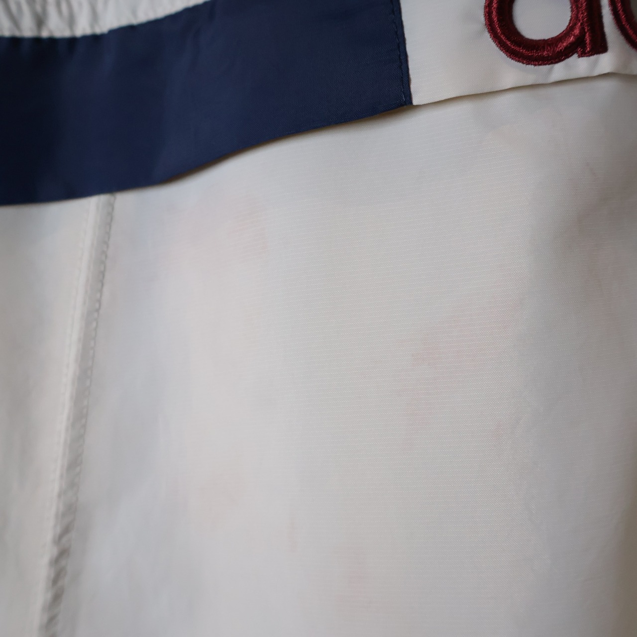 90s adidas ナイロンアノラックパーカー ホワイト×ネイビー アディダス