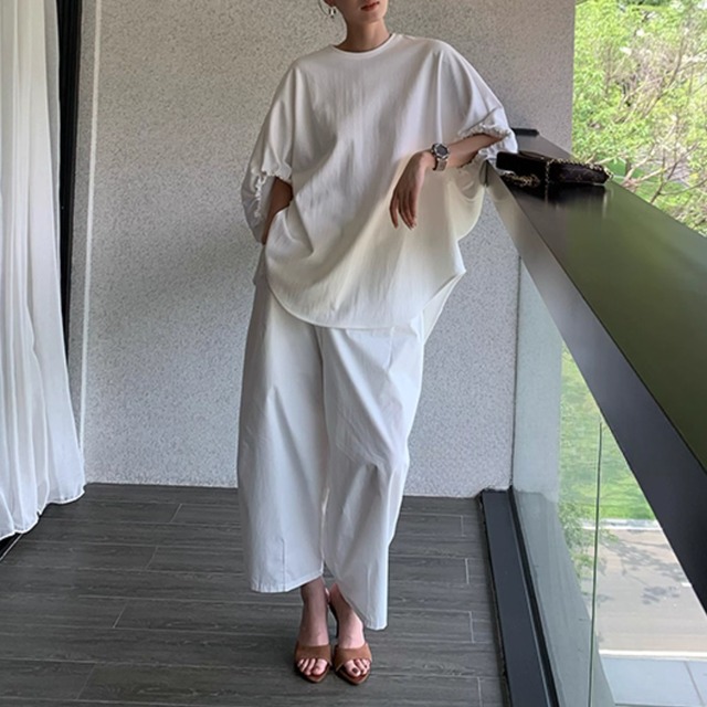 【バルーンスリーブドロップショルダートップス】P00287