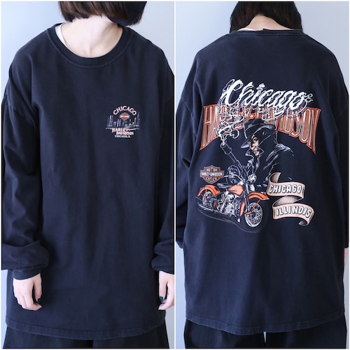 "HARLEY-DAVIDSON" front and back print loose silhouette l/s tee