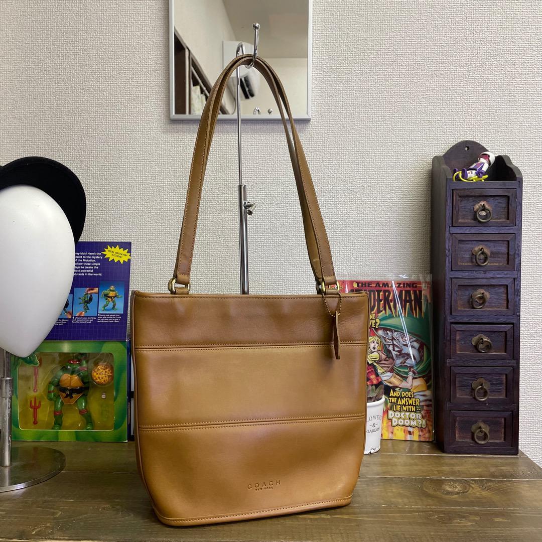 良品 COACH オールドコーチ ショルダー トートバッグ キャメル 雰囲気 ...