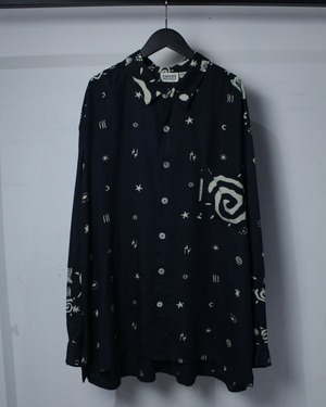 【Caka BLACK】“CHICO'S”Monotone Ethnic Pattern Vintage Loose Shirt