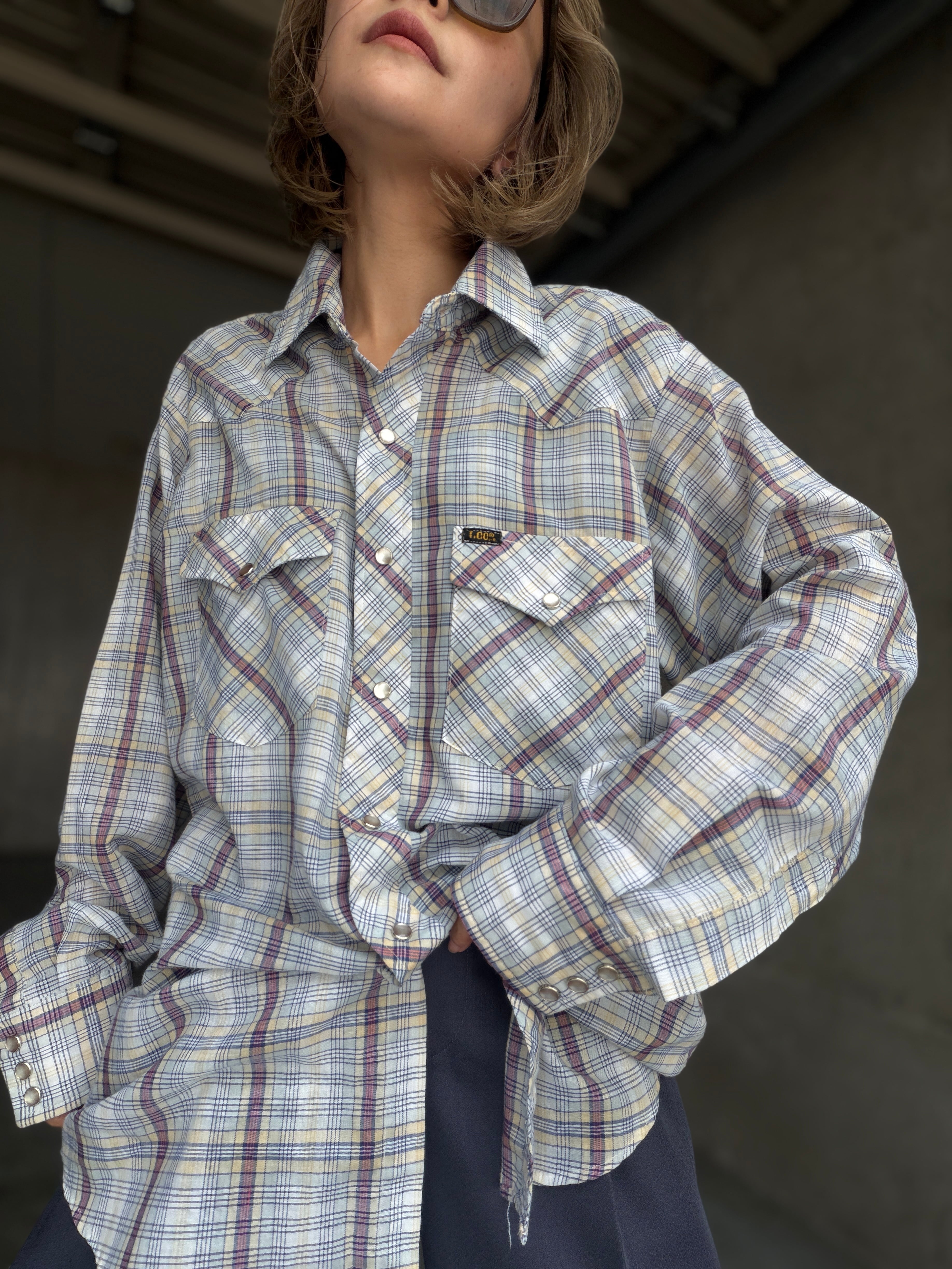 (SH1471)80’s Lee check shirt made in USA