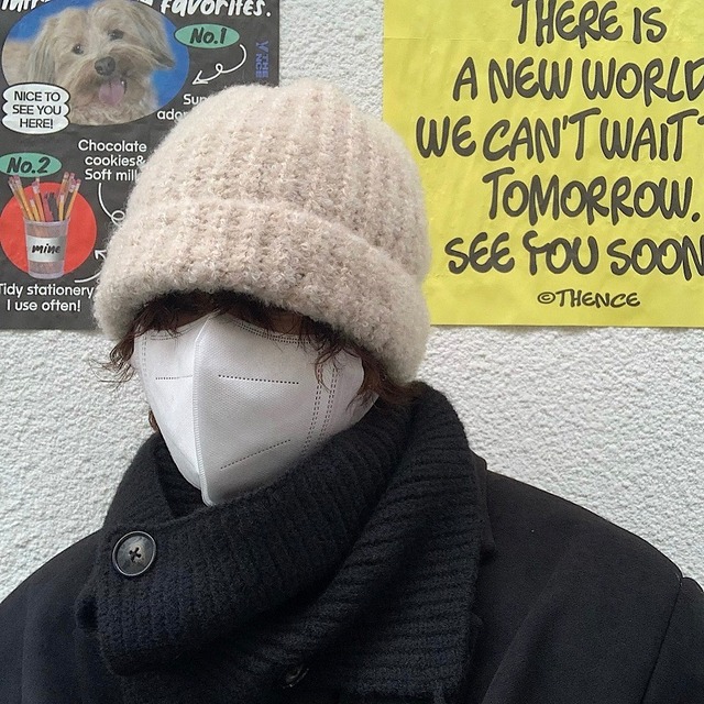 7色展開ケーブル編みニット帽子