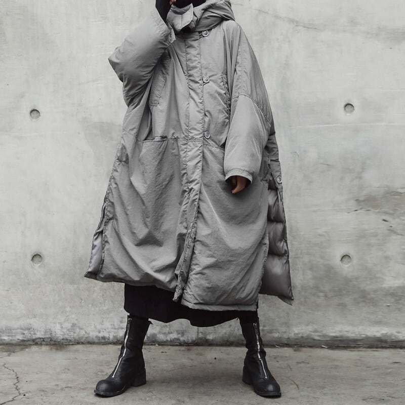 美品■エポカ■切替フード付きダウンコート■グレージュ■オーバーサイズ■9.5万 美品□エポカ/EPOCA□切替フード付きダウンコート□グレージュ