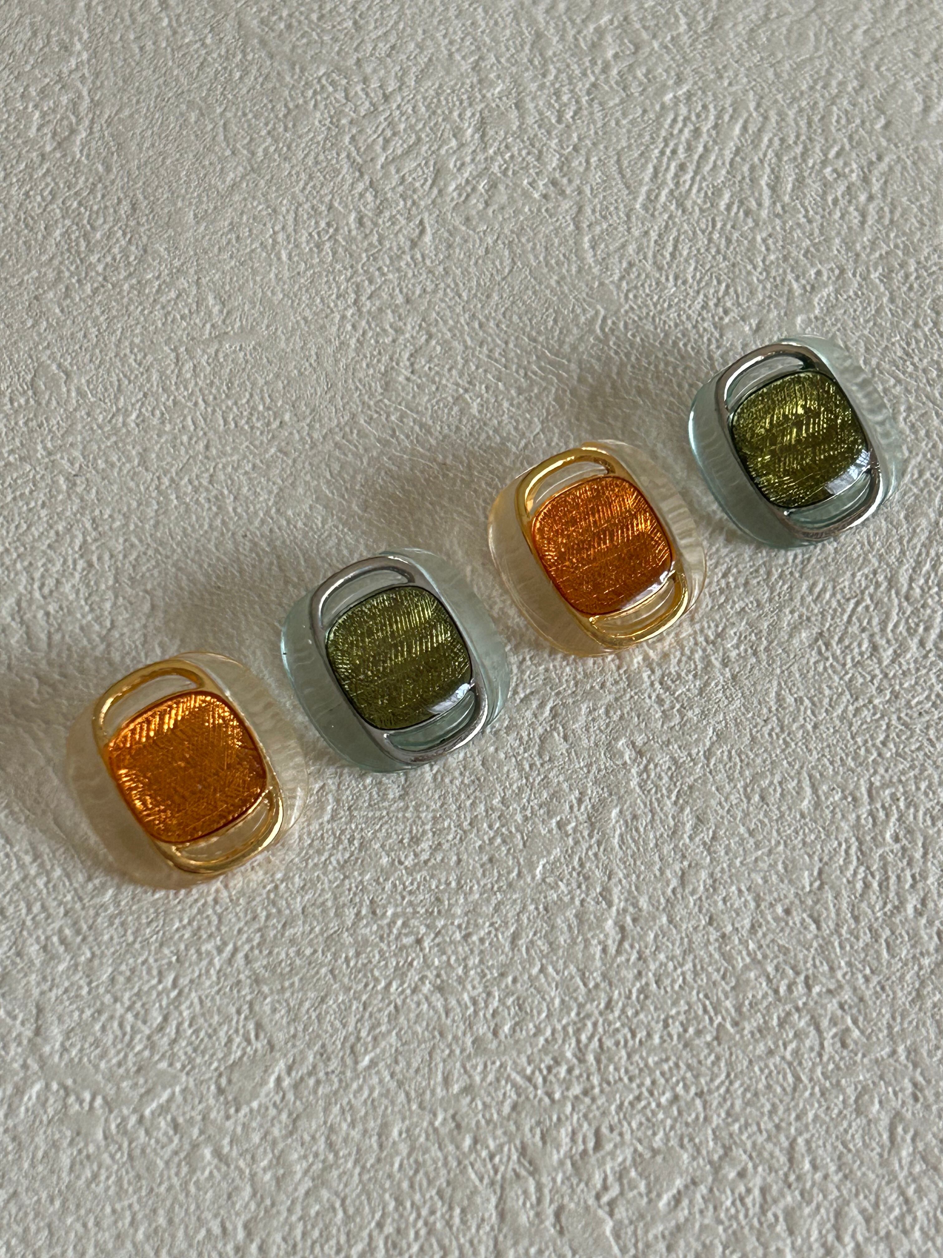 Japanese Vintage ボタン 17mmオレンジ/カーキ アクセサリーパーツ プラスチック 装飾材 カルトナージュ