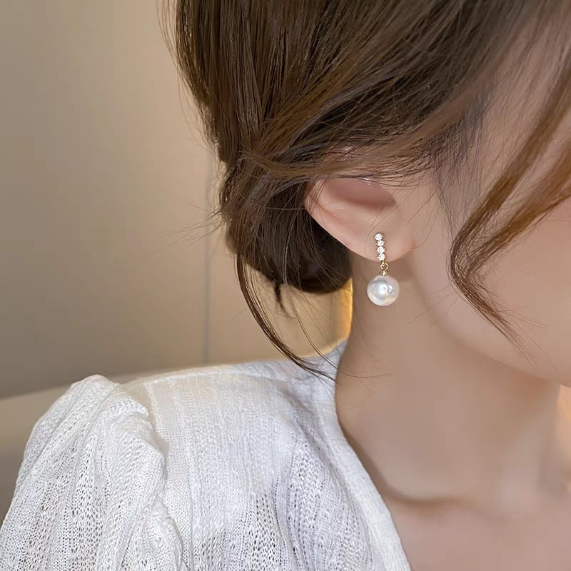 S925 swing pearl bijou pierce スウィングパールビジューピアス