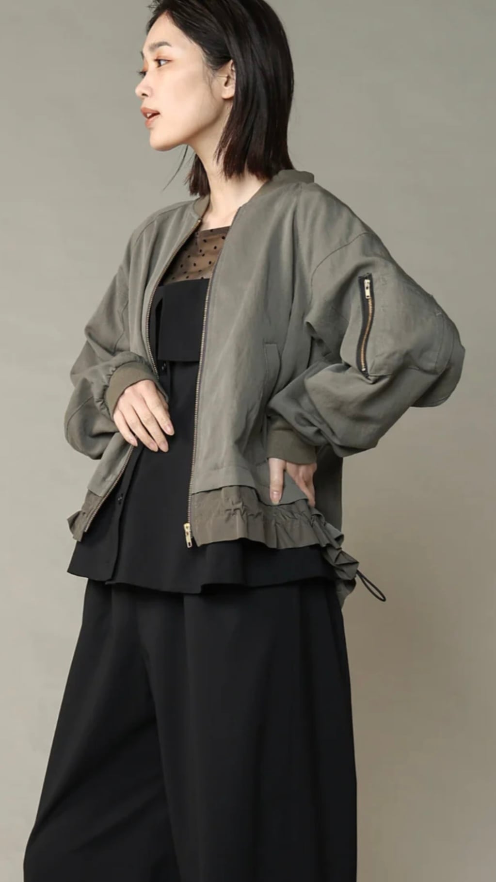 ⑥ワフワフ故障 GU公式 | クロップドMA-1ブルゾンQ